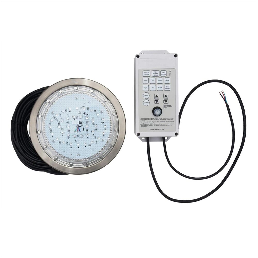 Pooolexa SS10100 10” Large LED Multicolor Pool Light w/ 100 ft Cord & Controller